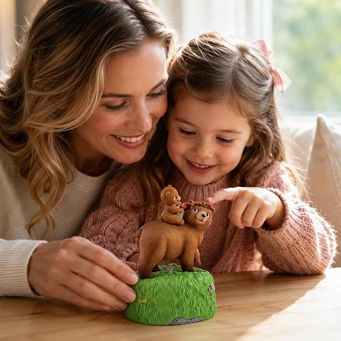AIDLNS Sunshine of Mom’s Heart - Handcrafted Resin Bear Music Box, Rotating Collectible Figurine, Plays You are My Sunshine – Mother and Daughter Bear Gift for Birthday, Christmas & Home Decor