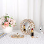 Hipiwe Crystal Jewelry Trinket Box with Glass Lid Large Gold Mirrored Treasure Box Decorative Jewelry Box Ring Earrings Necklace Storage Keepsake Box Gift for Women