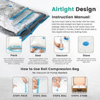 20 Pack Vacuum Storage Bags, Plastic Space Saver Seal Bags (4 Jumbo/4 Large/4 Medium/4 Small/4 Roll) Compression for Clothes, Mattress, Blankets and Bedding Storage, Hand Pump Included