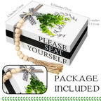 Capoda 3 Pcs Decorative Books for Home Decor Farmhouse Faux Stacked Books Wooden Rustic Table Decor with Bead Garland Twine Ribbon Faux Leaf for Table(Welcome)