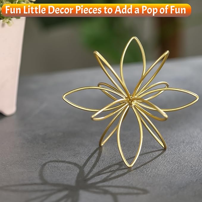 4.25" Gold Sphere Decor, Metal Handmade Floral Decorative Sculpture, Abstract Tabletop Decorative Ball for Home Metal Sphere Decor