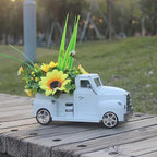 Vintage Truck with Artificial Flowers Farmhouses Tiered Tray Decors Table Centerpieces Minis Diecast Trucks Decorations Farm Pickup with Flower