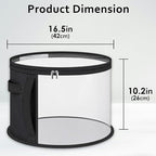 Clear Hat Storage Bag with Carrying Handles - 16.5" Large Closet Organizer for Baseball Caps, Cowboy Fedoras or Sun Hats (Black)