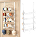 Over Door Hat Organizer 5 Tier Wall Mounted Hat Rack with 4 Adjustable Metal Basket and 3 Hooks Hat Organizer for Baseball caps Hat Hanger Holder Display for Door Closet Cap Organizer Storage
