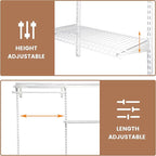 4-6 Ft Closet Organizer System, Adjustable Metal Wire White Closet System, Expandable Walk in Closet Organizers and Storage System, Closet Shelves with Hanging Rods