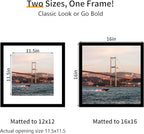 16x16 Picture Frame 3 Pack - Black Poster Frame Display Pictures 12x12 with Mat or 16 x 16 Without Mat for Wall Hanging Horizontal and Vertical