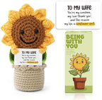 Valentines gift, Handmade Crochet Flowers Sunflower, Emotional Positive Support Crochet, Crochet Toy Doll, Mothers Day, Birthday Gifts for Moms, Home Decor, Gifts for Mom with Gift Box(To My Wife)