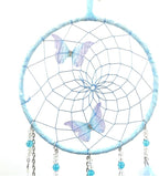 Blue Butterflies Dream Catcher Handmade Colorful Feather Dream Catchers Wall Decoration for Girls Kids ，Beautiful Wall Art. Great Decoration for Bedroom,Baby Tent,Sitting Room,Balcony,Party.