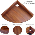 Demigo Corner Shelf Wall Mount Set of 3, Solid Acacia Wood Round Floating Corner Shelves for Storage and Display, Hanging Wood Shelves for Bedroom, Kitchen, Living Room, Bathroom (Brown)