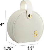 COLLECTIVE HOME - Travel Jewelry Case, Elegant Half-Moon Design with Gold Monogram, Detachable Handle, Personalized Accessory Organizer, Gift for Fashion-Forward Women and Teens (s)