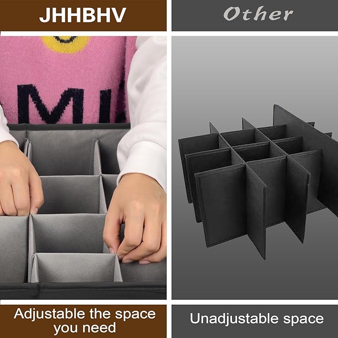 2 Pack Shoe Organizer for Closet, Adjustable Shoe Box Storage Containers, Large Foldable Shoe Bins with Clear Cover, Space Saving Shoes Holder with 4 Handles, Fits 24-48 Pairs, Black