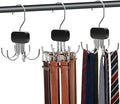 3 Pack Belt Hanger for Closet Organizer, 2026 Upgraded Tie Hangers for Space Saving & Storage, 360° Rotatable & Foldable Hooks, Large Capacity Rack for Tank Top, Bra, Purse (Black)