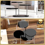 Round Acrylic Display Riser Stands, 3 Tier Jewelry Display Stands for Rings Earrings Mini Figurines 1 Pack(Black)