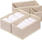 DIOMMELL 6 Pack Foldable Cloth Storage Box Closet Dresser Drawer Organizer Fabric Baskets Bins Containers Divider for Clothes Underwear Bras Socks Lingerie Clothing,Beige 060