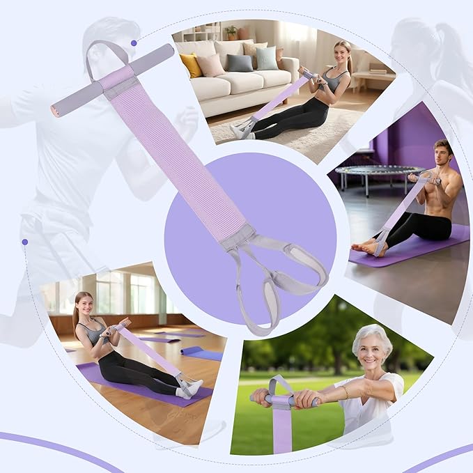 Fabric Resistance Band with Handles, 120lb Non-Slip Foot Pedal Resistance Band for Ankle Puller Sit-up & Leg Equipment Exercise, Multifunction Fitness Resistance Bands for Women