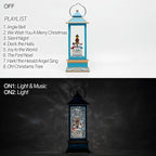 12" Christmas Snow Globe Lantern with Snowman - Water Swirling Glitter LED Light Lantern with Music - Vintage Xmas Gifts - USB Plug or Battery Operated Home Decor (Snowman family)