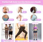 Exercise Resistance Bands with Handles for Working Out, 150/200/250/300 Lbs Workout Bands Set with Door Anchor for Physical Therapy, Yoga, Pilates