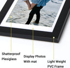 Rempry 4x6 Picture Frame, Display Pictures 3.5x5 with Mat or 4x6 Without Mat, Wall Hanging or Tabletop Photo Frame with Shatter Resistant Plexiglass, Black, 1 Pack