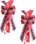 Large Patriotic Wreath Bows for Front Door, Memorial Day Red Blue White Stars and Stripes Bows for Wreath