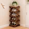 The 9-Tier No-Assembly Bamboo Rack, Folding Bamboo Shoe Rack Organizer with Collapsible Vertical Design, Space-Saving & No-Tool Assembly, for Entryways,Corners,Bedrooms,Balconies (Brown,5)