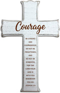 dsjaidh Cross Wall Decor - White Scripture Wooden Cross For Wall - Minimalist Wooden Hanging Signs Christian Easter Decor for Home Office Church Baptism - Christian Gifts for Men Women (Courage)- A02