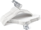 Premium Velvet Shirt Hangers 30 Pack, Non-Slip 360° Swivel Hook Slim Felt Hanger, Space Saving Flocked Hangers for Tank Tops, Blouses, Strappy Dresses(White)