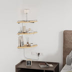 JJL Corner Shelf Wall Mounted, 12 Inches 3-Tier Floating Corner Shelf, Fan-Shaped Rustic Wood Decor with Fence, Natural Wood Grain Storage for Apartment Bedroom Kitchen Bathroom
