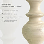BOBOMOMO 27" Antique White Table Lamps Set of 2, Large Vintage Resin Lamps with Linen Shades, Farmhouse White Lamps for Bedroom, Living Room, or Console Table Elegant Home Décor