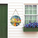 Harooni Spring Summer Floral Door Sign Decor Spring Welcome Wreaths for Front Door Summer Wildflower Vase Butterfly Wood Wreath Farmhouse Front Door Hanger Sign for Indoor Outdoor Decor 12 Inch