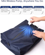 Travel Vacuum Bags with Wireless Pump, Reusable Vacuum Compression Bags for Suitcase, Space Saver for Luggage, Airtight & Waterproof, Perfect for Frequent Travelers & Business Trips (2-Pack)