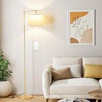 Ambimall 60" Floor Lamp with 3 Color Temperatures, Adjustable Beige Shade, Gold Pole - Tall Lamp for Living Room, Bedroom, Office, Classroom, Dorm - 9W Bulb Included