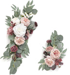 CDQL 2Pcs Wedding Welcome Sign Floral Decoration,Artificial Flower Swag Wedding Arch Decor, Wedding Flower Swag for Wedding Ceremony and Reception Arrangement (Champagne)