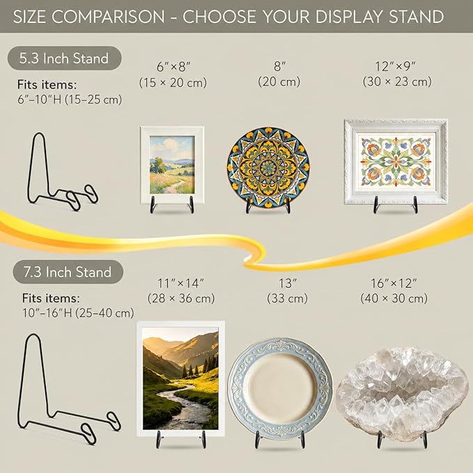 Artliving (4 Pack Black Display Stand Easel Iron Bowl Stands for Display Medium Deep Bowls, Platters and Deep Dishes