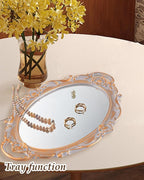 XPXKJ Vintage Gold Mirror Tray Vanity Tray for Dresser Perfume Storage Decorative Mirrored Glass Tray Coquette Room Decor, Bedroom, Bathroom Oval Antique Serving Makeup Organizer