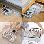 Stackable Shoe Boxes with Clear Lids, 15.8-Inch Boot Storage Bins with Handles for Bedroom Dormitory Under-Bed (3 Pack, 19Qt, 15.8x11.8x6in)