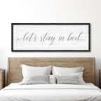 Lets Stay in Bed Wall Decor Above Bed 41.3''×15'' Large Farmhouse Wall Decor for Bedroom Guest Room Decor Framed Wood Wall Art Rustic Master Bedroom Wall Decoration (black frame)