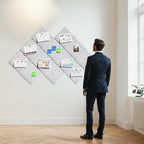 MaxGear Large Cork Board for Wall 48" x 36" Light Gray Bulletin Board, 12 Pack Felt Wall Tiles with Pushpins, Cork Boards for Office Pin Board Tack Board for Photo Meno Decor