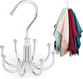 ZEDODIER Scarf Organizer Scarf Hanger for Closet, Rotatable Sturdy Hijab Holder Holds 8 Scarves, Metal Space Saving Closet Organizers and Storage, Silver