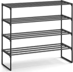 SONGMICS Shoe Rack, 4-Tier Shoe Organizer, Metal Storage Shelf, Upright or Upside Down, for 20-25 Pairs, Stackable, for Entryway, 11.8 x 36.2 x 29.1 Inches, Black ULSA14BK