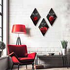 3 Pcs Red Rose Bathroom Wall Decor Flower Red Decor Inspirational Wooden Wall Art Office Wall Decor with Accept Let Go Have Faith Sign for Girl Women Bathroom Living Room Bedroom(12 x 7 Inch)