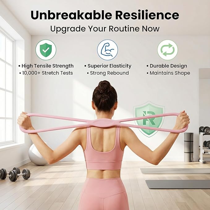 Resistance Bands, Figure 8 Resistance Bands for Women Men, 8 Shaped Resistance Rubber Band for Arms, Back, Shoulder Stretch with Handles, Not Break, Portable