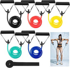 Leyndo 5 Pcs Exercise Resistance Bands with Handles Physical Resistance Tube Workout Bands with Door Anchor for Men Women Muscle Toning Strength Training
