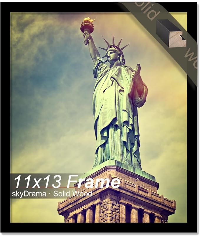 100% Solid Wood 11x13 Picture Frame, Black Frame for 11 x 13 Inch Picture Poster Photo, Light Weight 11 by 13 HQ Matte Black Frame for Wall - 1 Pack/Black/11 x13