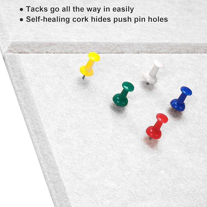 Large Cork Board Alternative 48" X 36" Bulletin Board - 12 Pack Removable Felt Wall Tiles with 30 pushpins, Large Cork Boards for Walls Cork Board for Office Pin Board Tack Board - Warm White