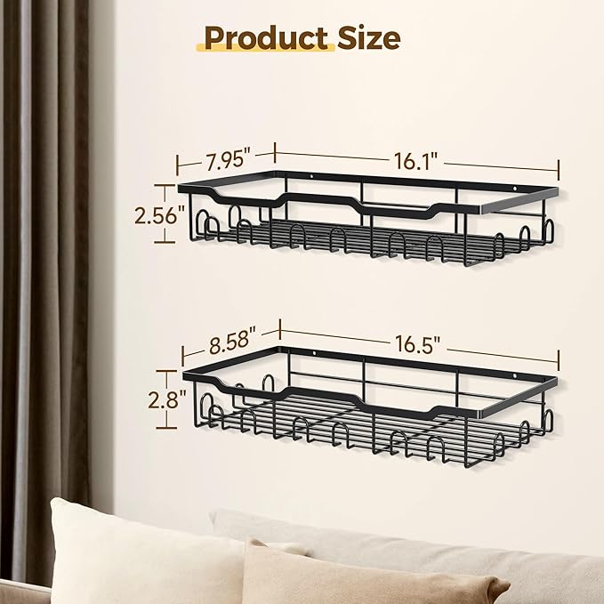 Nicetree Hat Rack for Wall - 2 Pack Metal Hat Organizer for Baseball Caps - Heavy Duty Wall Mounted Baseball Cap Organizer and Hat Storage for Closet Wall or Bedroom - Holds 48 Caps,Black