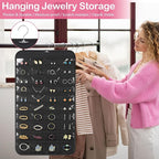 3 Pack Hanging Jewelry Organizer, 80 Clear Pockets earring organizer and storage, Accessories holder organizer for Closet, Jewelries, Necklace, Travel