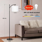 Ambimall 60" Floor Lamp with 3 Color Temperatures, Adjustable White Shade, Black Pole - Tall Lamp for Living Room, Bedroom, Office, Classroom, Dorm - 9W Bulb Included