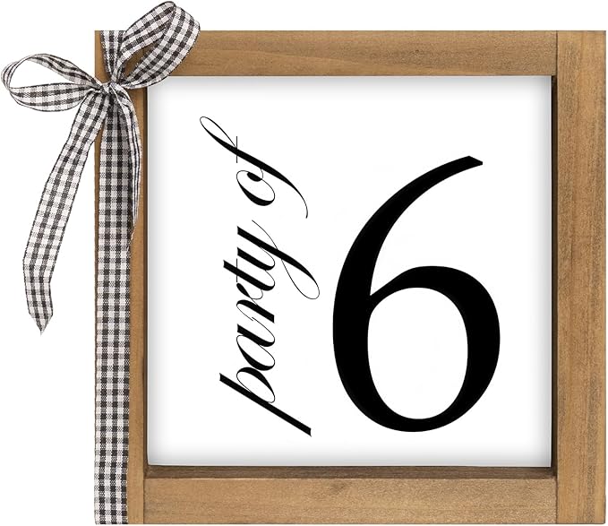 6 Inch Party of 6 Sign, Wooden Frame Family of 6 Decor, Rustic Gift for Family Indoor Table Tiered Tray Shelf Desk Farmhouse Home Decorations