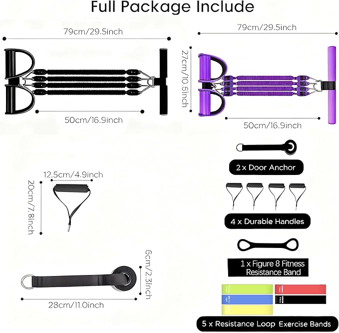 Pedal Resistance Band, Exercise Bands with Handles, Elastic Sit Up Pull Rope, Workout Equipment for Physical Therapy, Home Fitness, Strength Training
