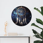 Wall Picture, with White Fantasy Dream Catcher Printed Circular Iron Hanging Picture,Wall Art Decor,Home for Bedroom Living Room Bathroom Decor,Iron Painting 11.8X11.8 in